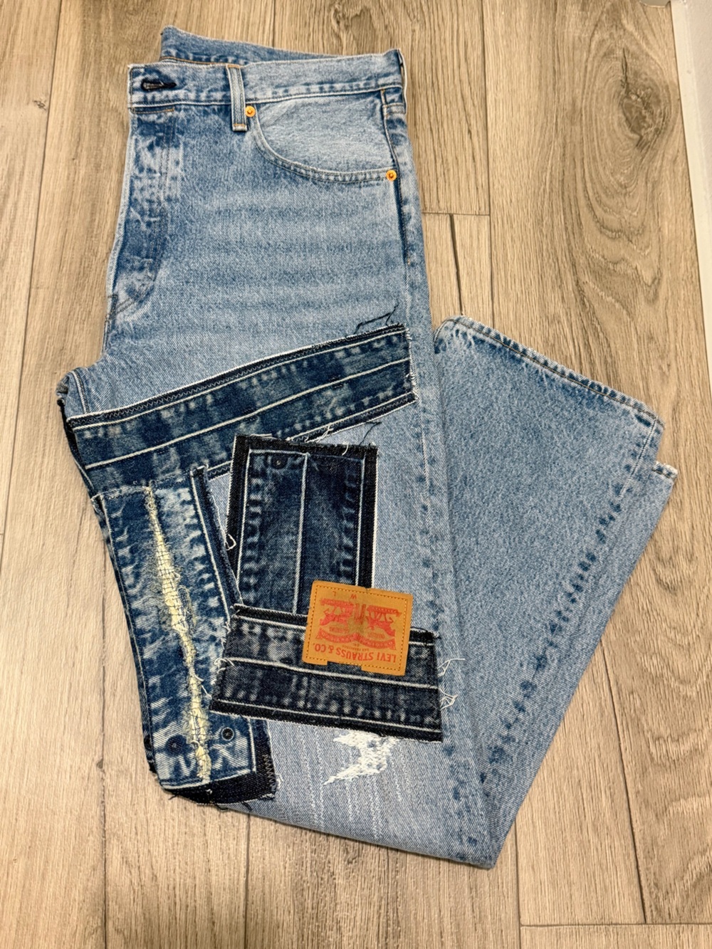 NWOT Levi's Light Blue Jeans with Dark Blue Patchwork